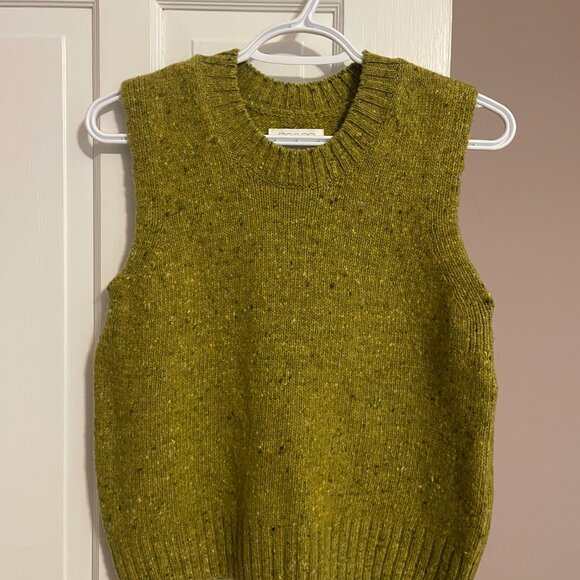 BRAND NEW TOAST Donegal Marino Knitted Tank crew neck pullover XXS lime avocado - Picture 4 of 5